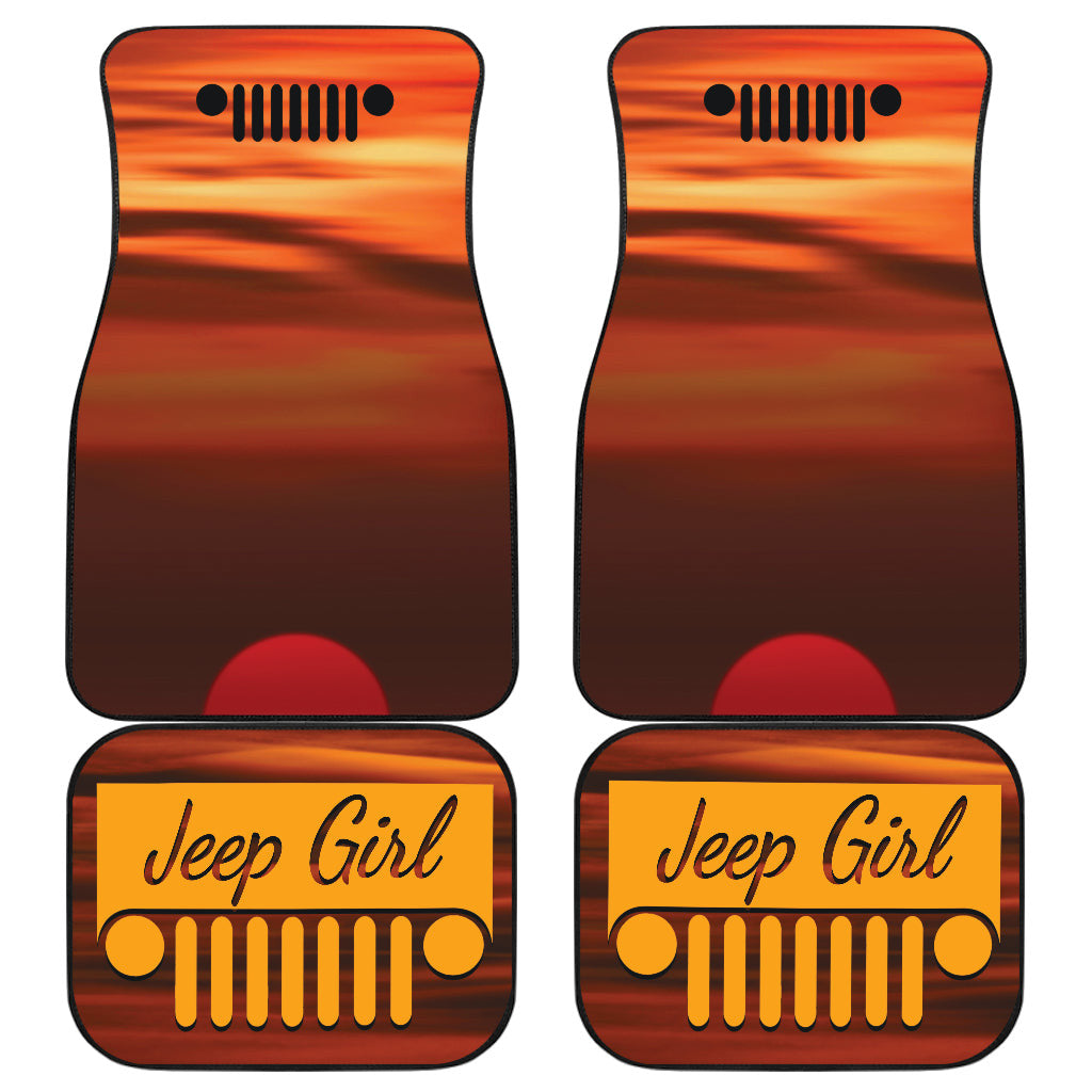 Jeep Girl Sunset Orange Car Floor Mats