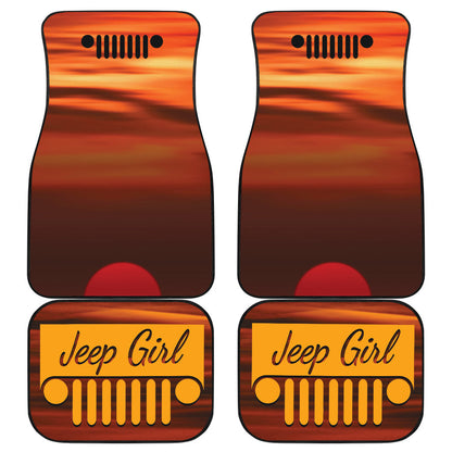 Jeep Girl Sunset Orange Car Floor Mats