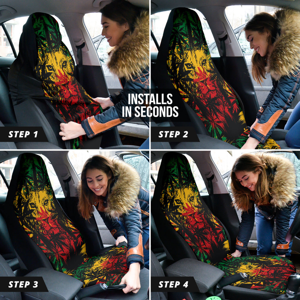 Colorful Jamaican Rasta Lions Car Seat Covers