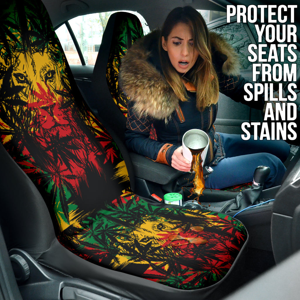 Colorful Jamaican Rasta Lions Car Seat Covers