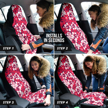 Pink Hibiscus Hawaiian Flower Pattern Car Seat Covers