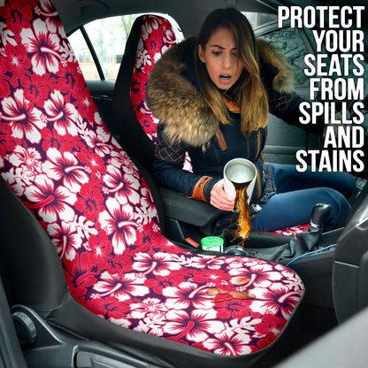 Pink Hibiscus Hawaiian Flower Pattern Car Seat Covers