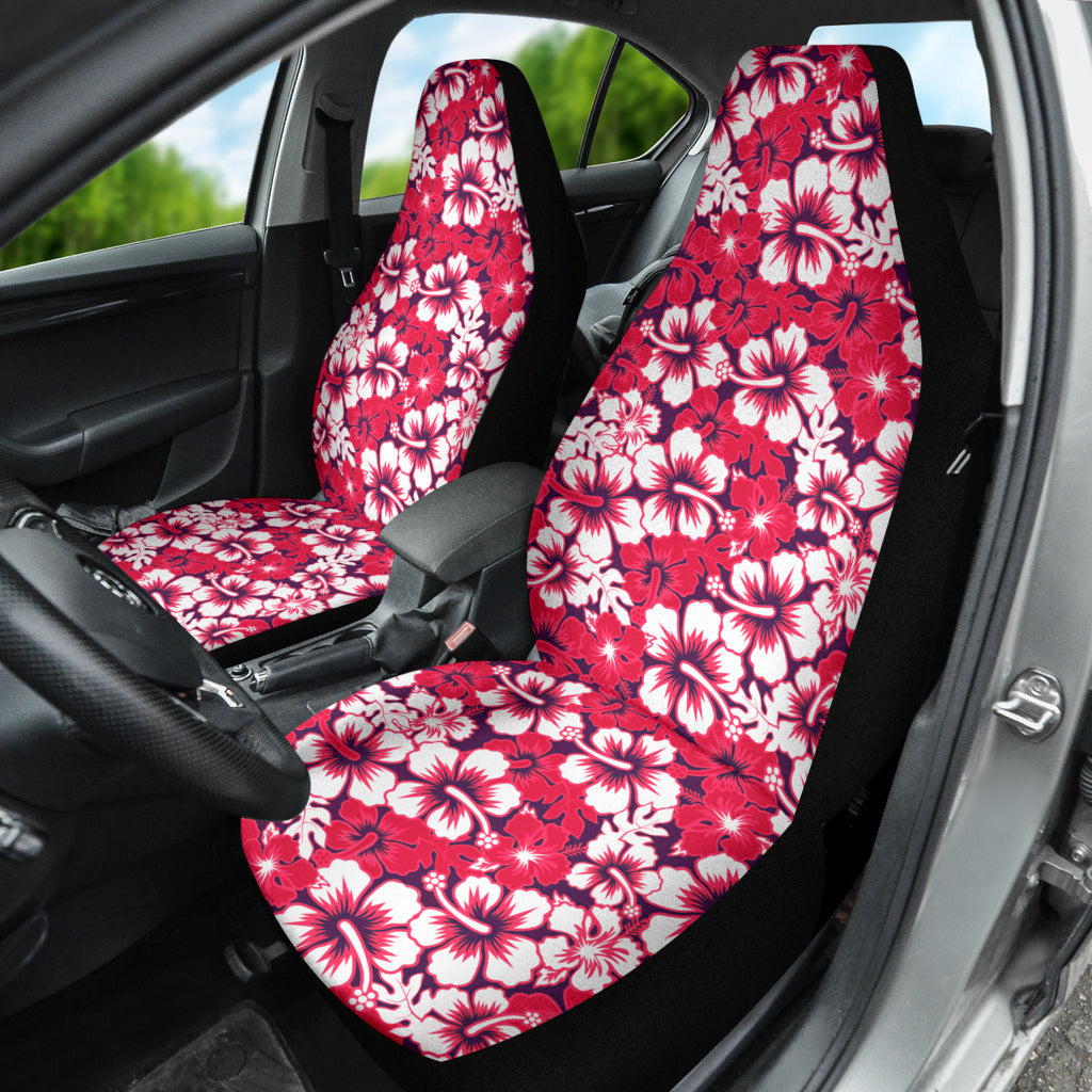 Pink Hibiscus Hawaiian Flower Pattern Car Seat Covers