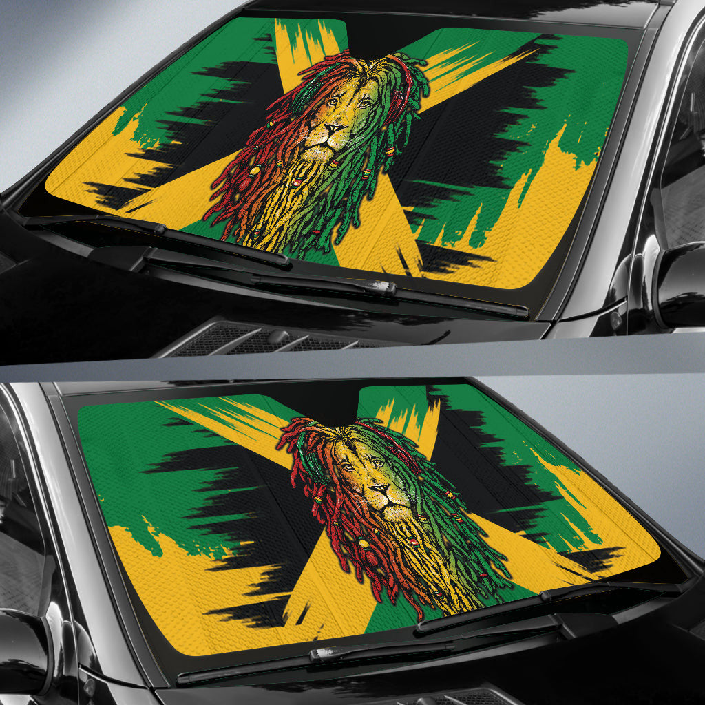 Jamaica Lion Flag Grunge Car Auto Sun Shades