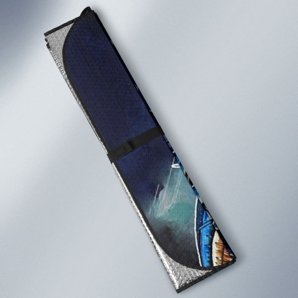 Fishing Car Auto Sun Shades Blue Marlin Skull Fisherman