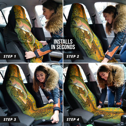 Amazing Gift Idea Trout Fish Colorful Pattern Car Seat Covers