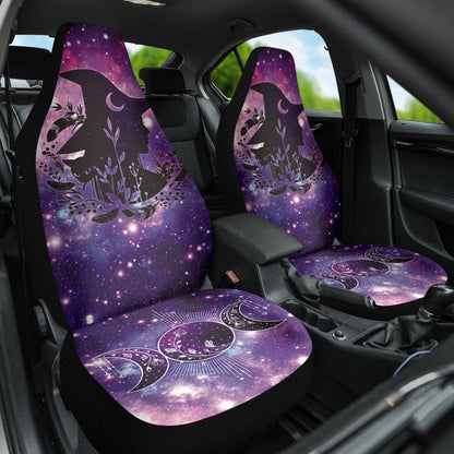 Witch Black Cat Glalaxy Car Seat Covers