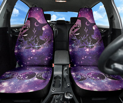 Witch Black Cat Glalaxy Car Seat Covers