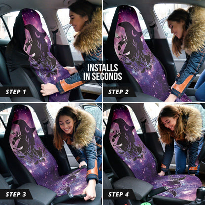 Witch Black Cat Glalaxy Car Seat Covers