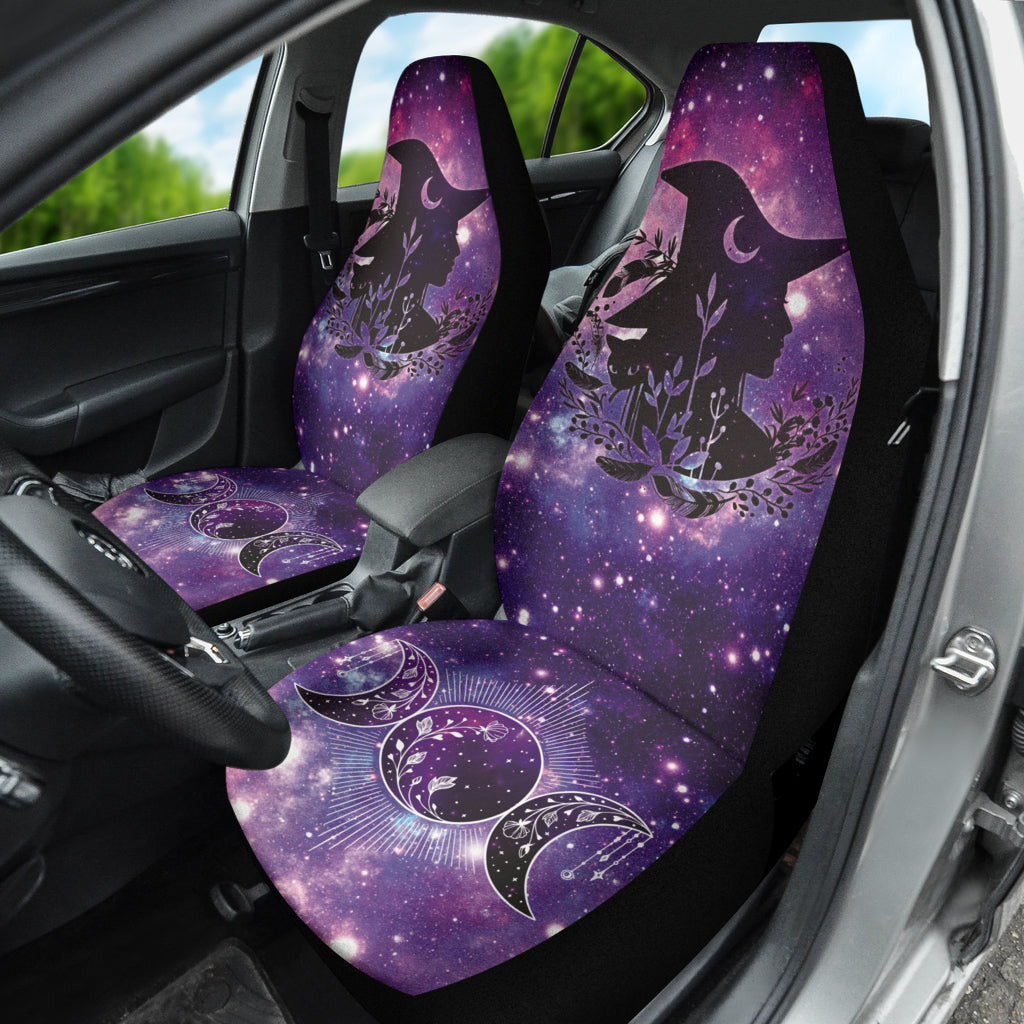Witch Black Cat Glalaxy Car Seat Covers