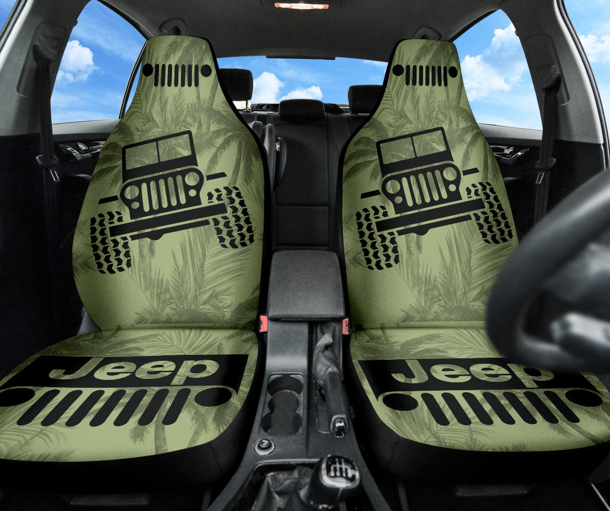 Jeep Offroad Drabolive Black Beach Palms Car Seat Covers Style