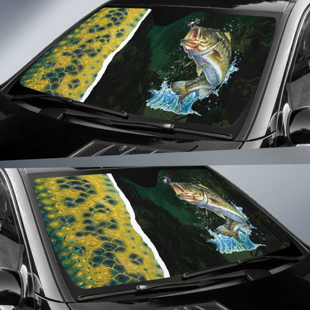 Largemouth Bass Fishing Jumping Car Auto Sun Shades