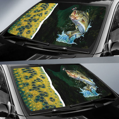 Largemouth Bass Fishing Jumping Car Auto Sun Shades