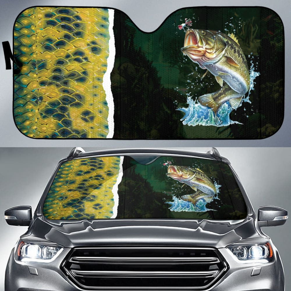 Largemouth Bass Fishing Jumping Car Auto Sun Shades
