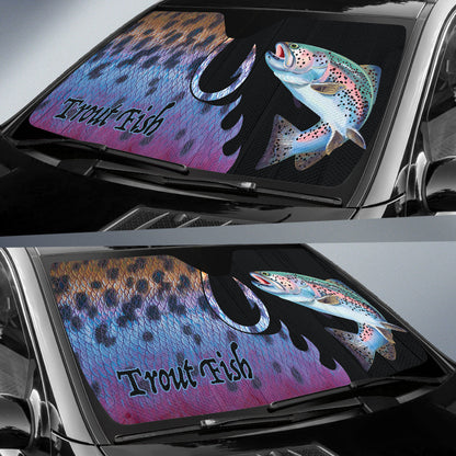 Trout Fish Hook Printing Car Auto Sun Shades