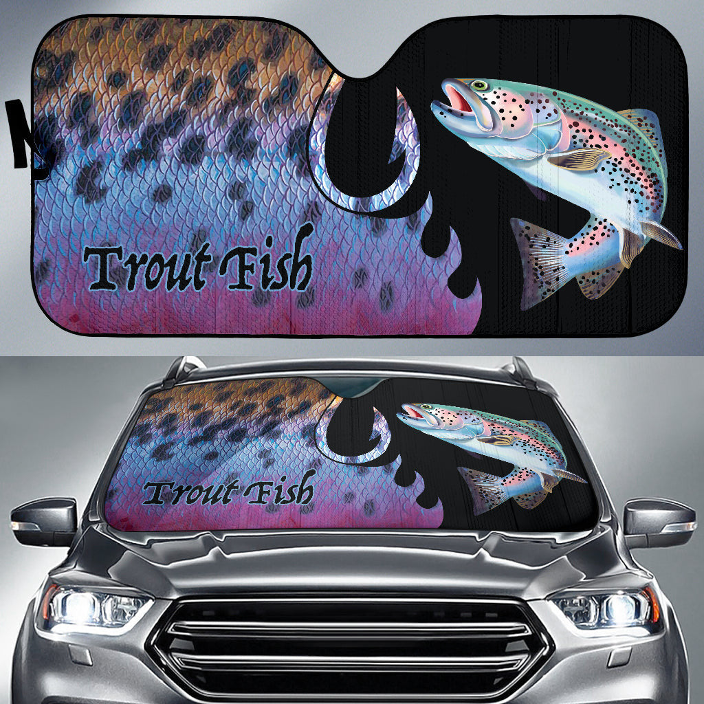 Trout Fish Hook Printing Car Auto Sun Shades