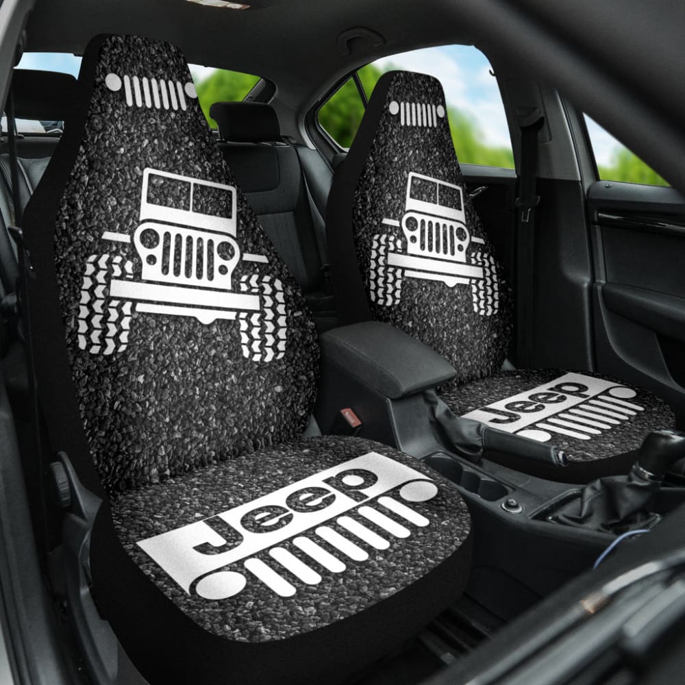 Amazing Jeep Offroad Gray White Asphalt Car Seat Covers Custom