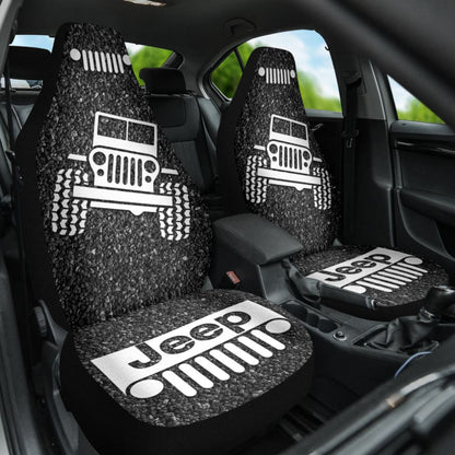 Amazing Jeep Offroad Gray White Asphalt Car Seat Covers Custom