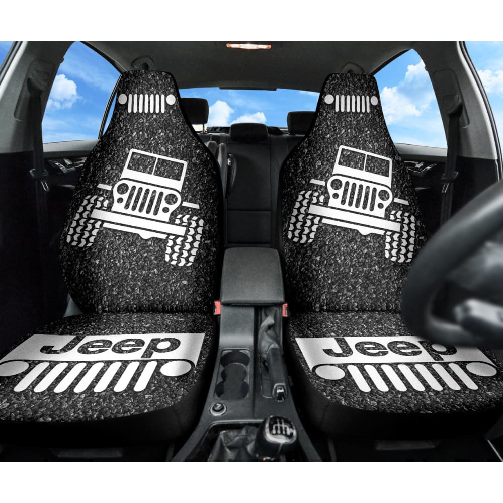 Amazing Jeep Offroad Gray White Asphalt Car Seat Covers Custom