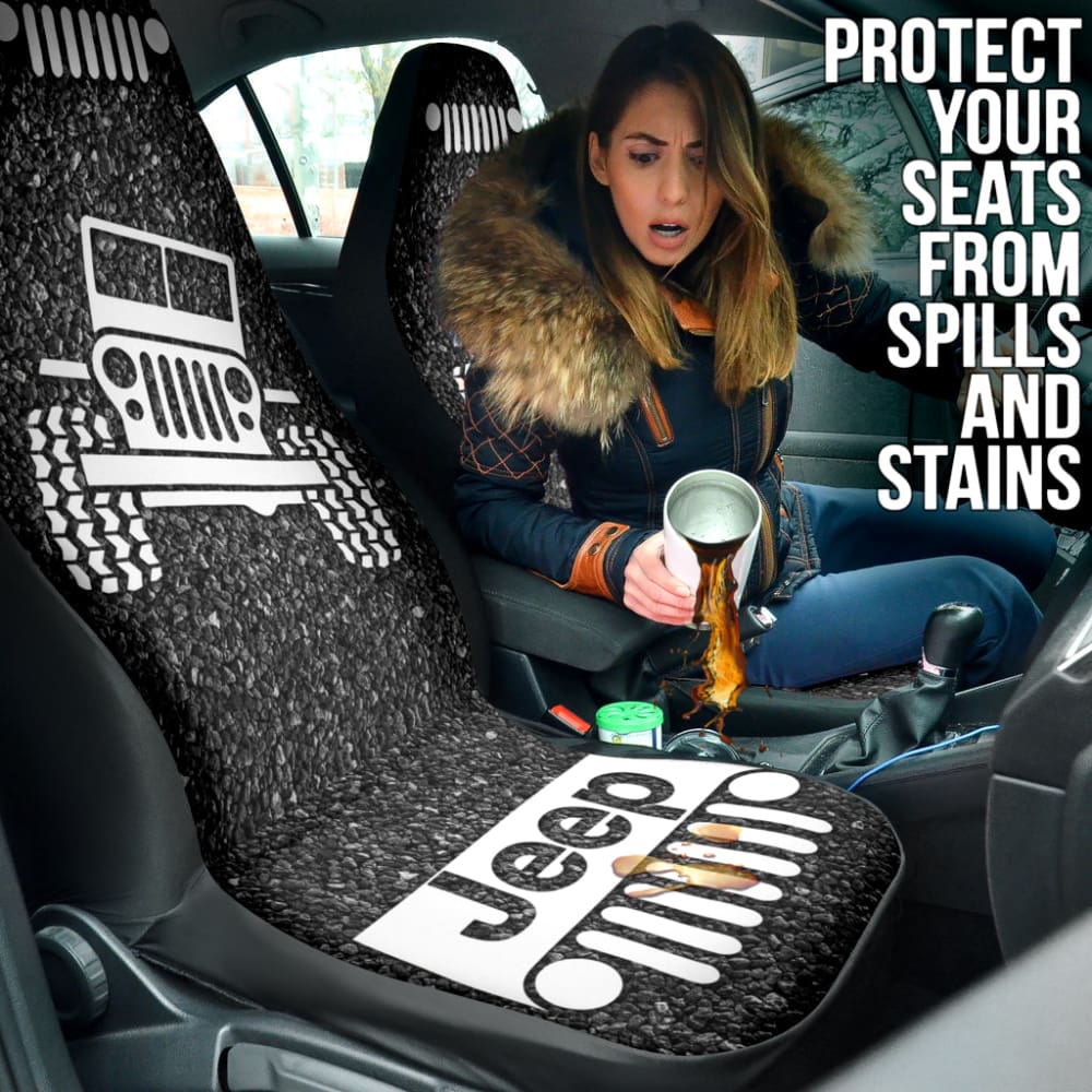 Amazing Jeep Offroad Gray White Asphalt Car Seat Covers Custom