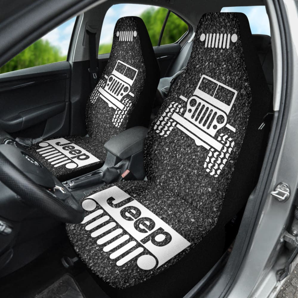 Amazing Jeep Offroad Gray White Asphalt Car Seat Covers Custom
