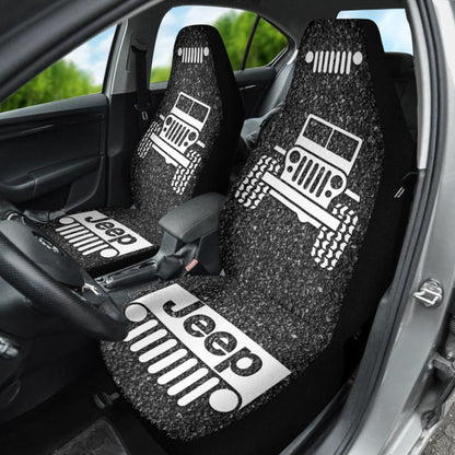 Amazing Jeep Offroad Gray White Asphalt Car Seat Covers Custom