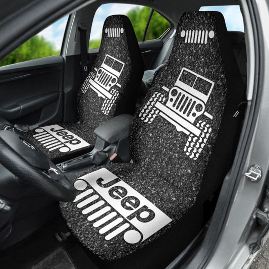 Amazing Jeep Offroad Gray White Asphalt Car Seat Covers Custom