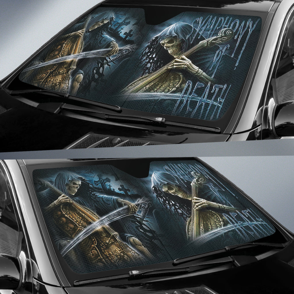 Grim Reaper Skull Girl Car Auto Sun Shades