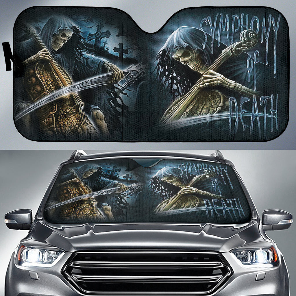Grim Reaper Skull Girl Car Auto Sun Shades