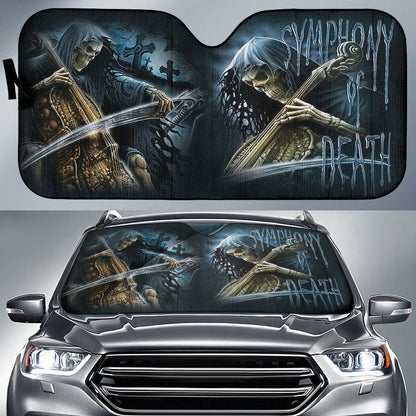 Grim Reaper Skull Girl Car Auto Sun Shades