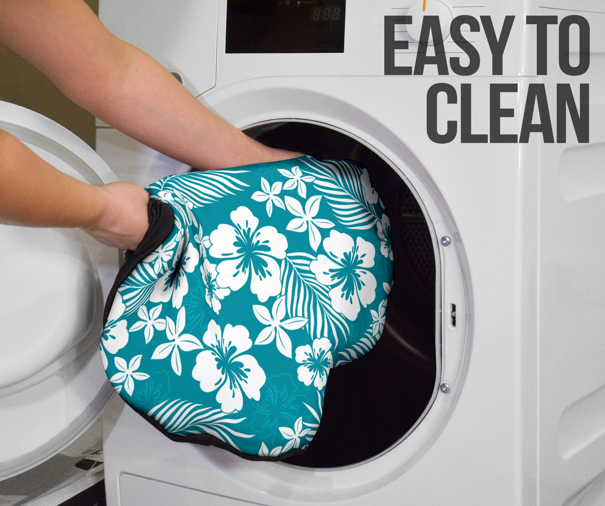 Cyan Hibiscus Hawaiian Flower Pattern Car Seat Covers