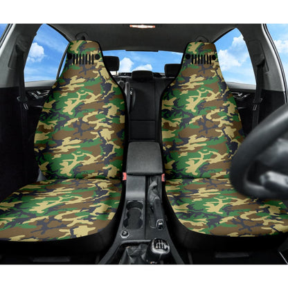 Jeep Grill Woodland Camo Car Seat Covers