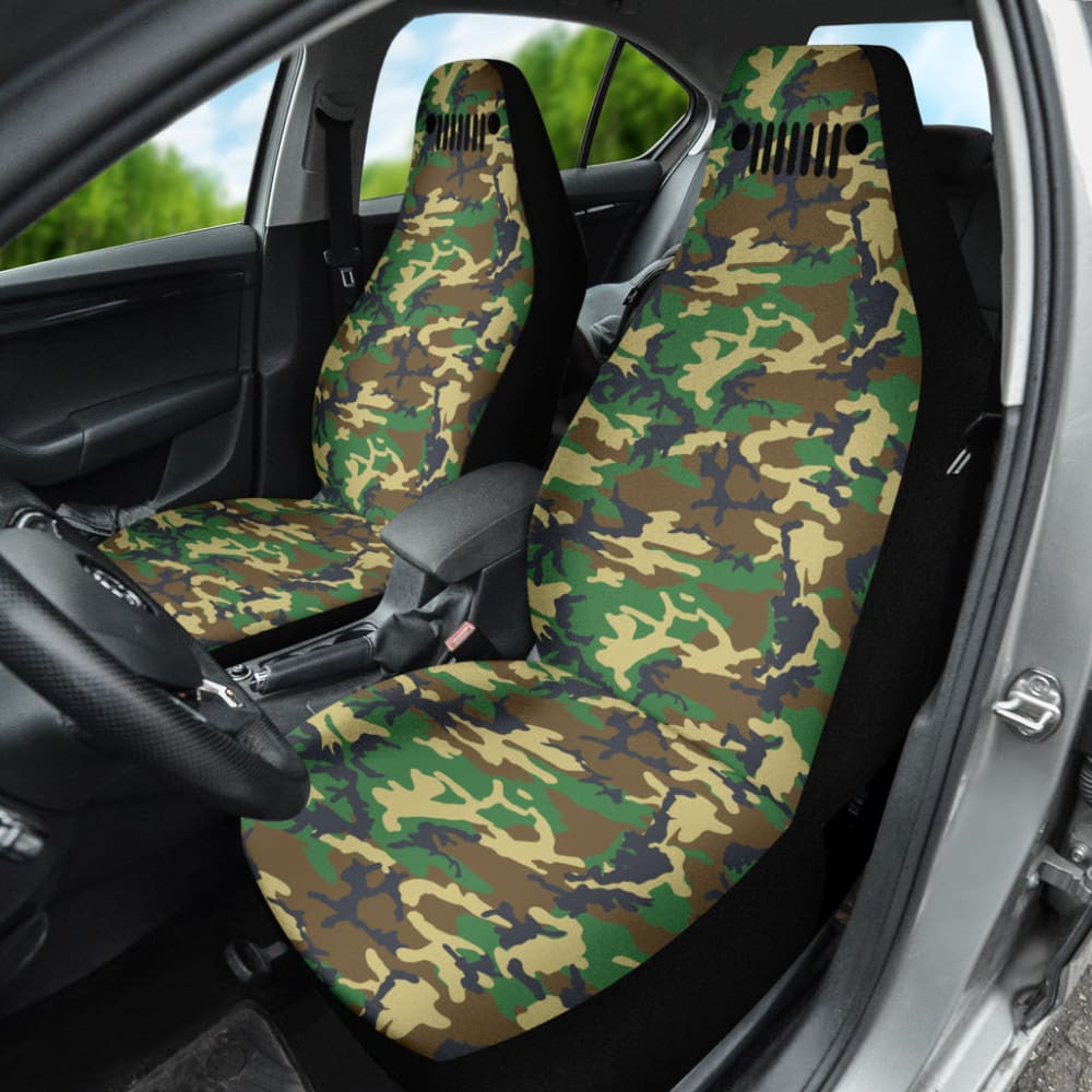Jeep Grill Woodland Camo Car Seat Covers