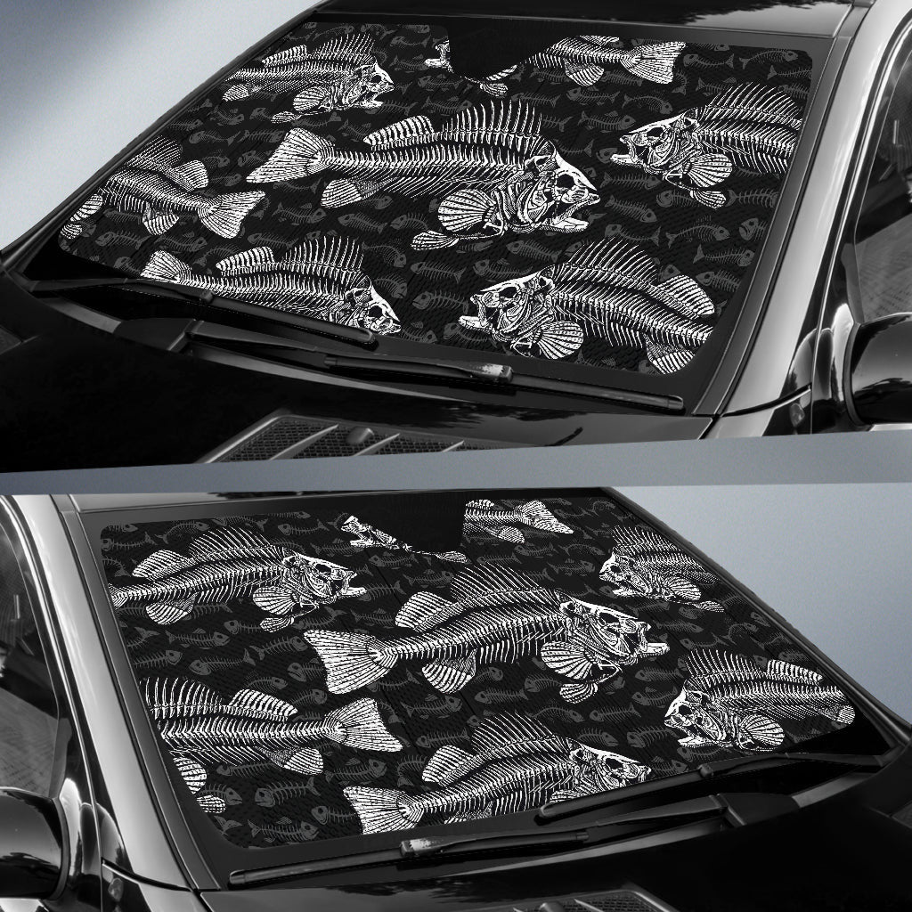 Fish Bone Pattern Fishing Car Auto Sun Shades