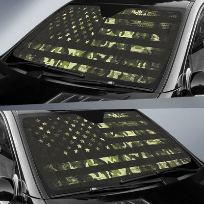 Army Green Camouflage American Flag Car Auto Sun Shades