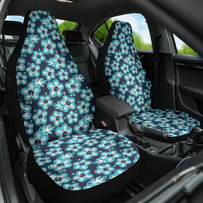 Blue Hibiscus Hawaiian Flower Pattern Car Seat Covers