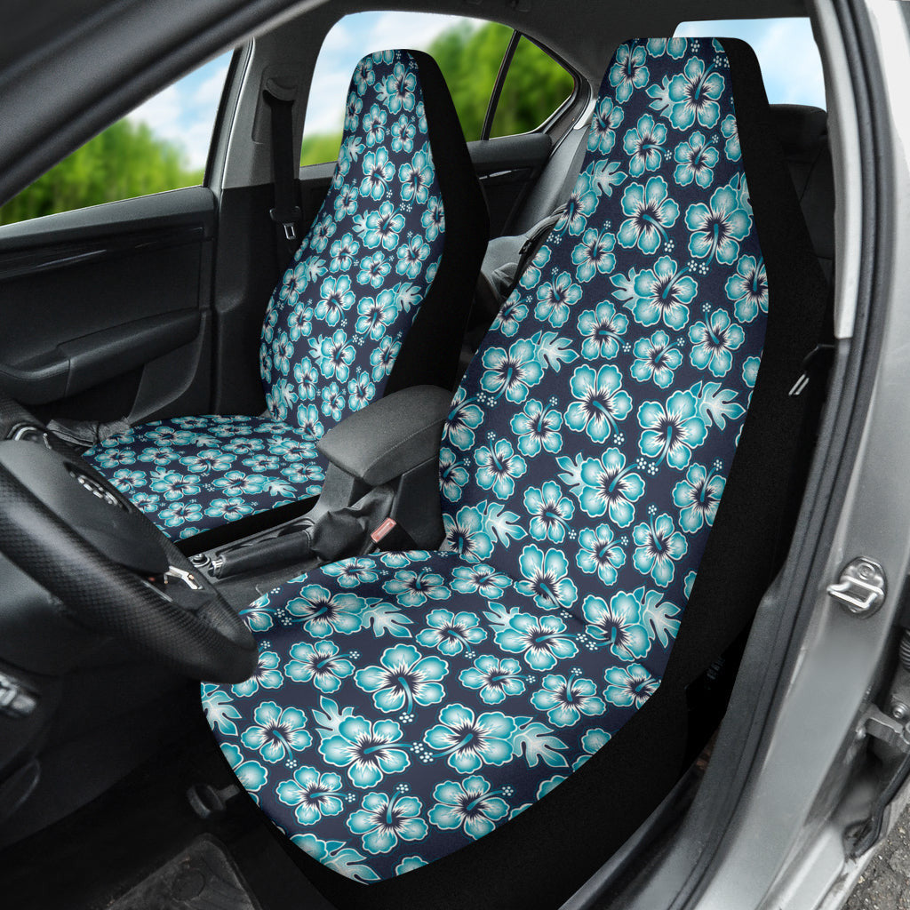 Blue Hibiscus Hawaiian Flower Pattern Car Seat Covers
