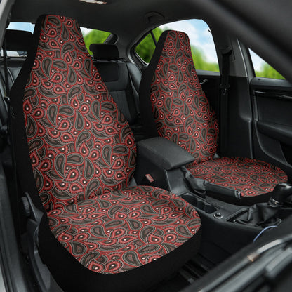 Red Paisley Pattern Car Seat Covers