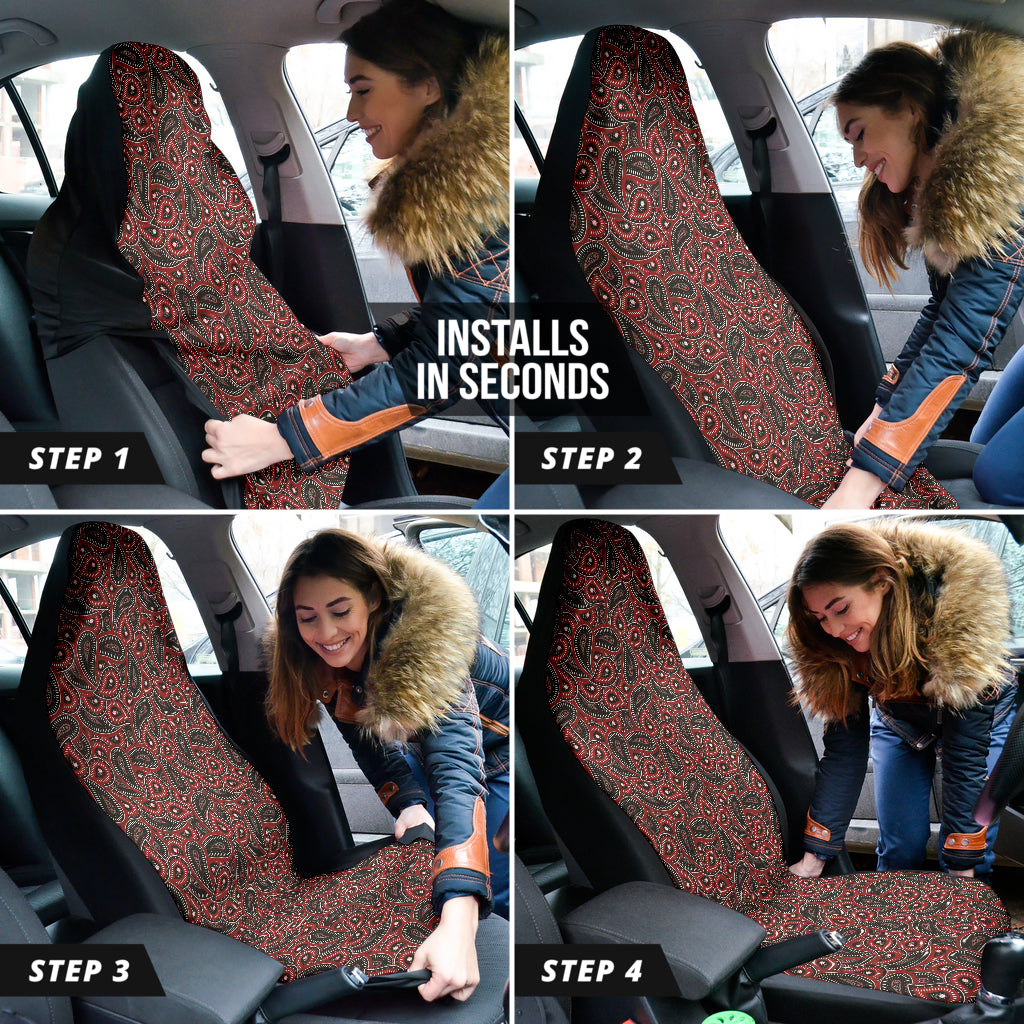 Red Paisley Pattern Car Seat Covers