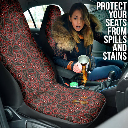 Red Paisley Pattern Car Seat Covers