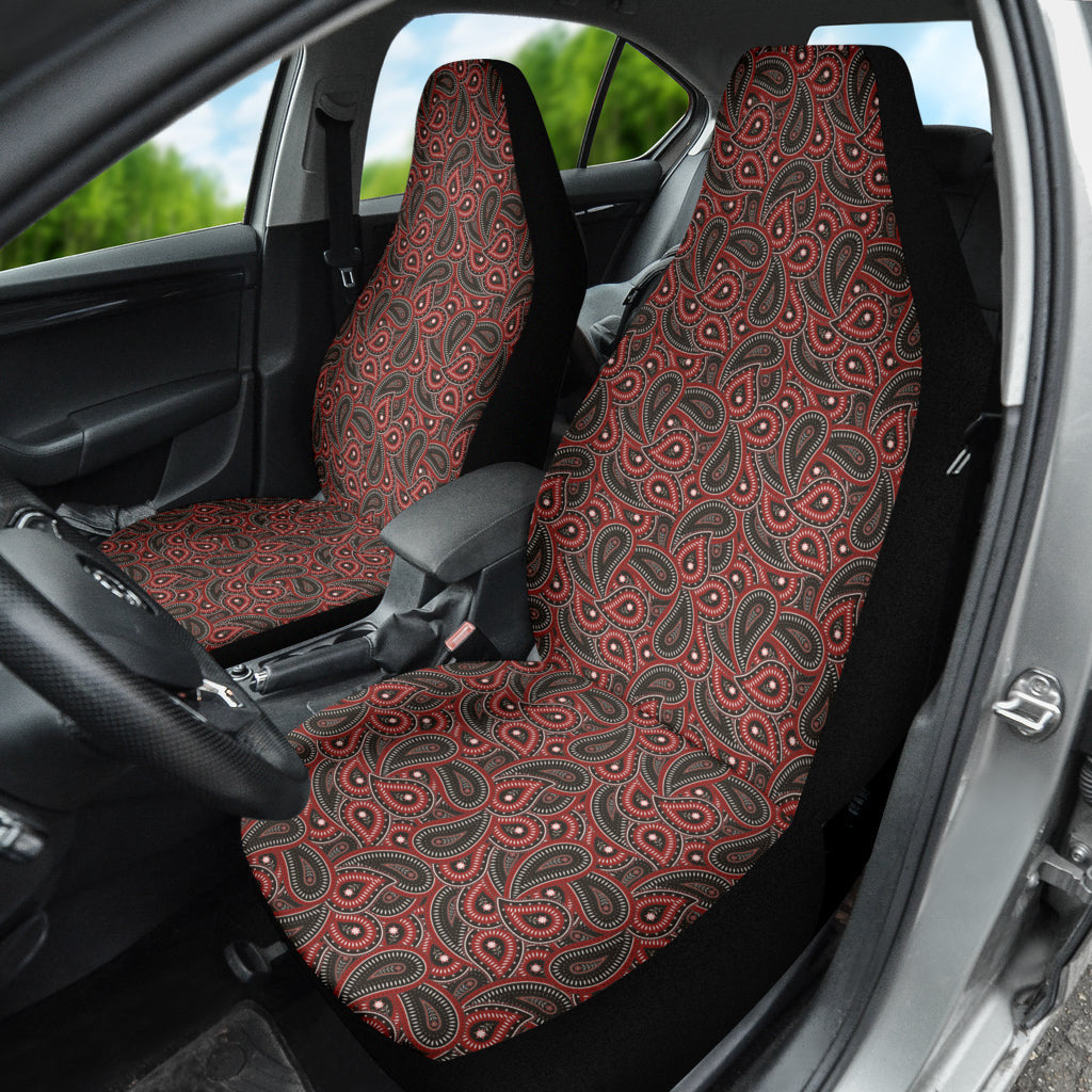Red Paisley Pattern Car Seat Covers