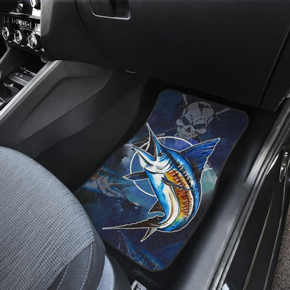 Fishing Car Floor Mats Blue Marlin Skull Fisherman