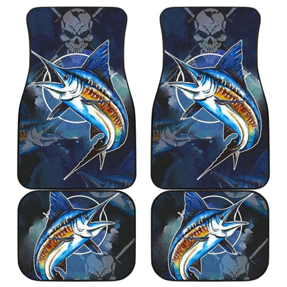 Fishing Car Floor Mats Blue Marlin Skull Fisherman