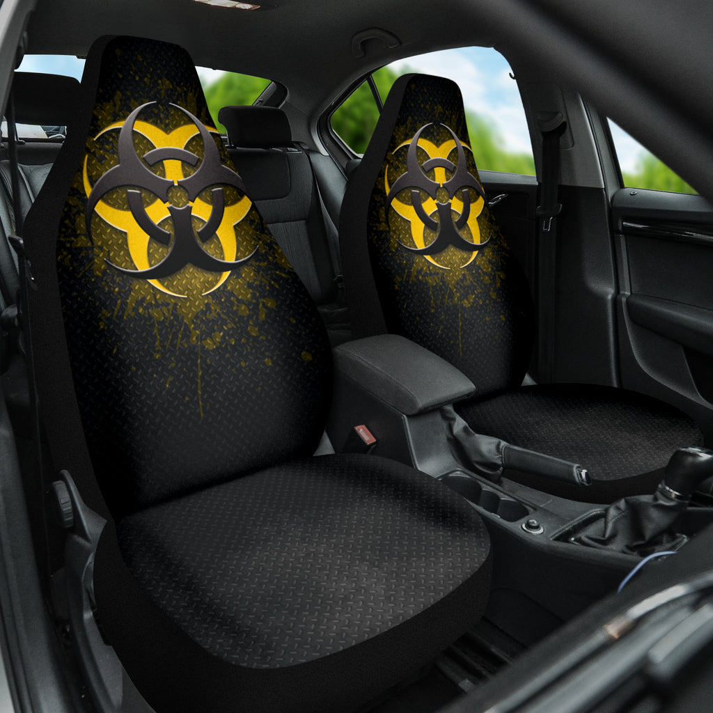Biohazard Yellow Grunge Color Splash Car Seat Covers