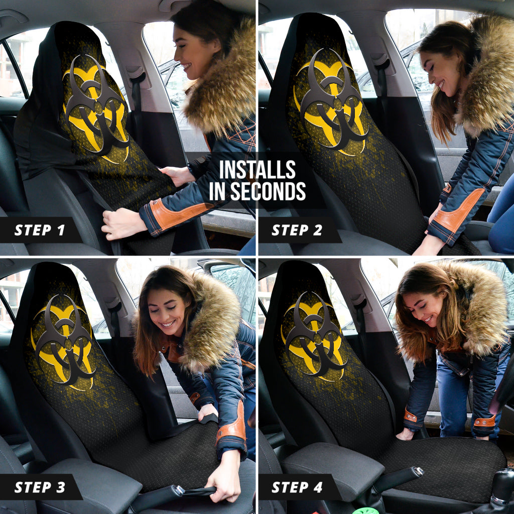 Biohazard Yellow Grunge Color Splash Car Seat Covers
