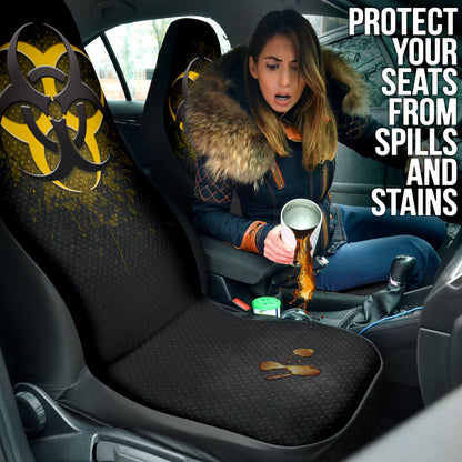 Biohazard Yellow Grunge Color Splash Car Seat Covers