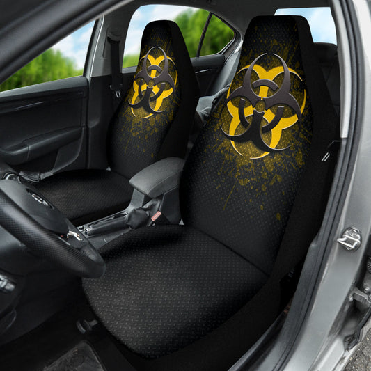 Biohazard Yellow Grunge Color Splash Car Seat Covers