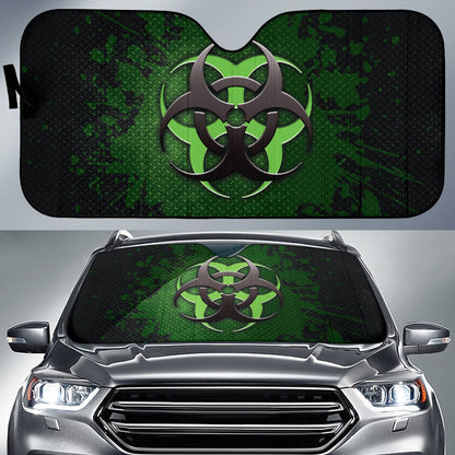Biohazard Green Grunge Color Splash Car Auto Sun Shades