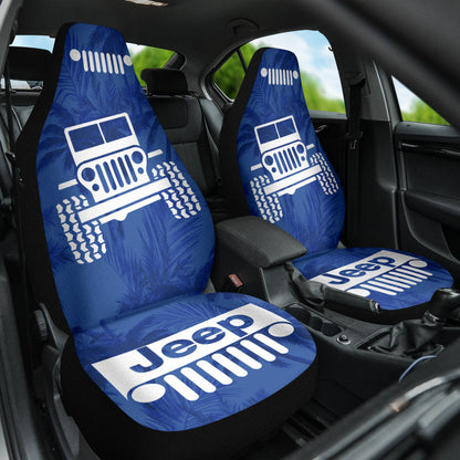 Jeep Offroad Blue White Beach Palms Style Car Seat Covers