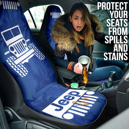 Jeep Offroad Blue White Beach Palms Style Car Seat Covers